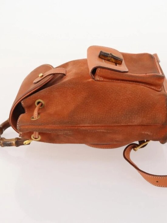 GUCCI Bamboo Backpack Suede Brown Gold 003 1956 0030 Auth bs33281 main image 6